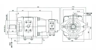 HL10 (10R) Сдвоенный шестеренный насос